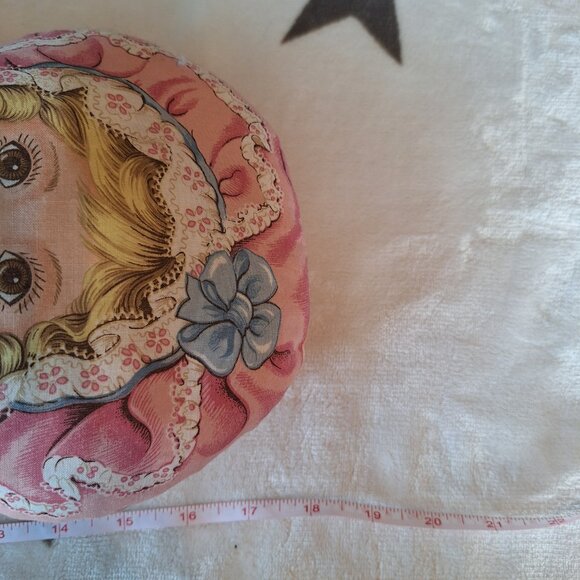 1970’s Fabric Panel Doll Heavy Pillow Cranston Petite Bebe Pink Victorian Girl - Picture 6 of 6